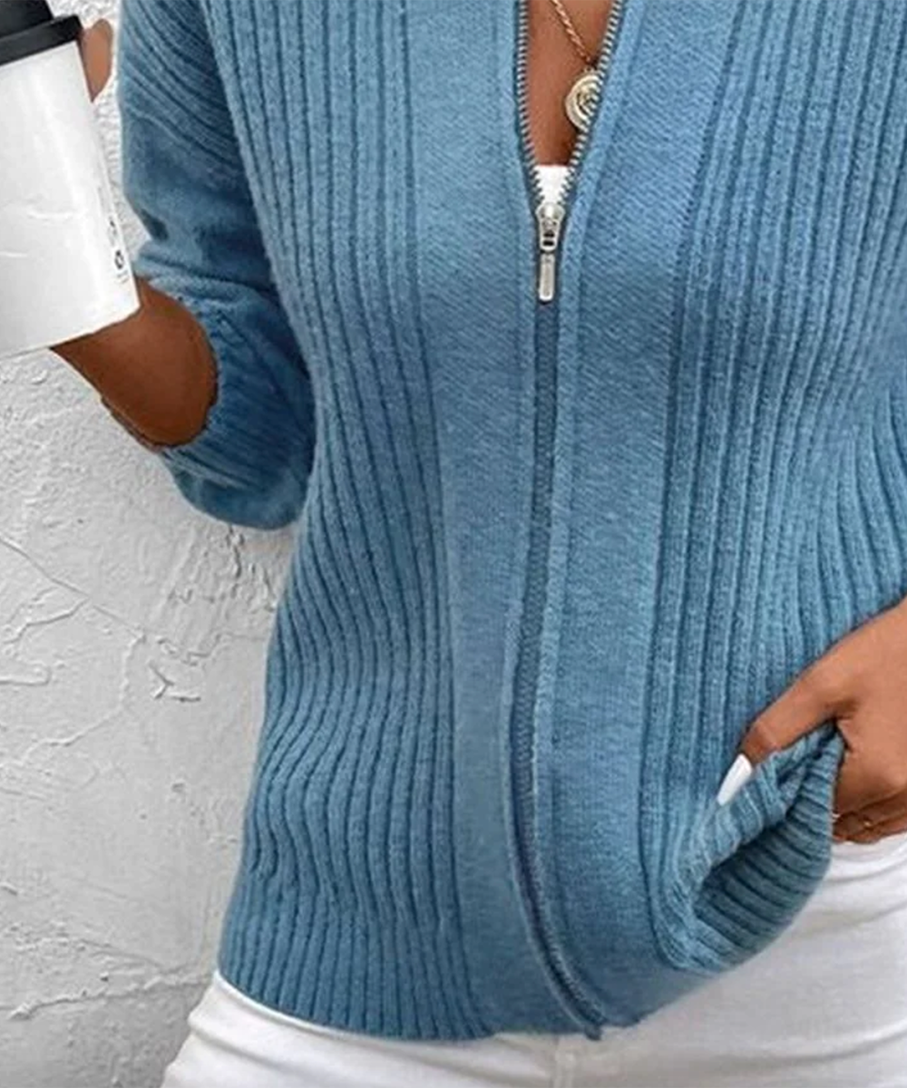 Blauwe Effen Blauw Cardigan