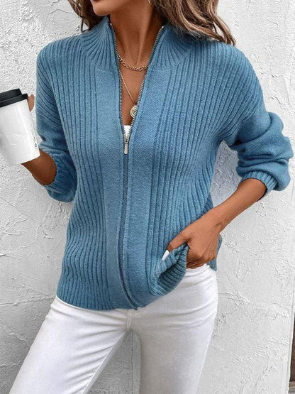 Blauwe Effen Blauw Cardigan