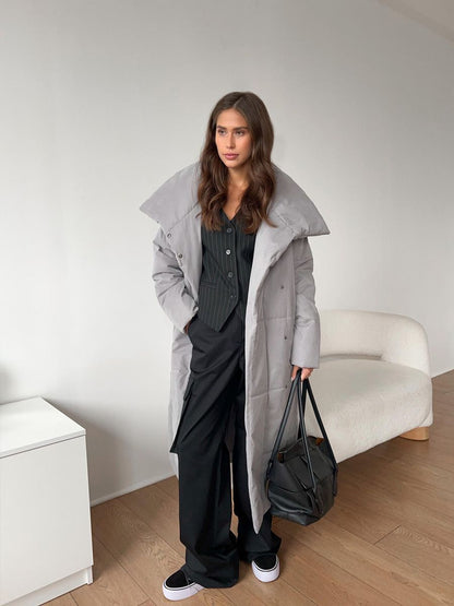 LuxeFrost – Lange Pufferjas met Taille