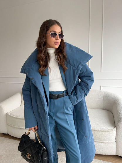 LuxeFrost – Lange Pufferjas met Taille